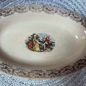 American Limoges Triumph China d'Or oval serving platter with a 22K gold trim